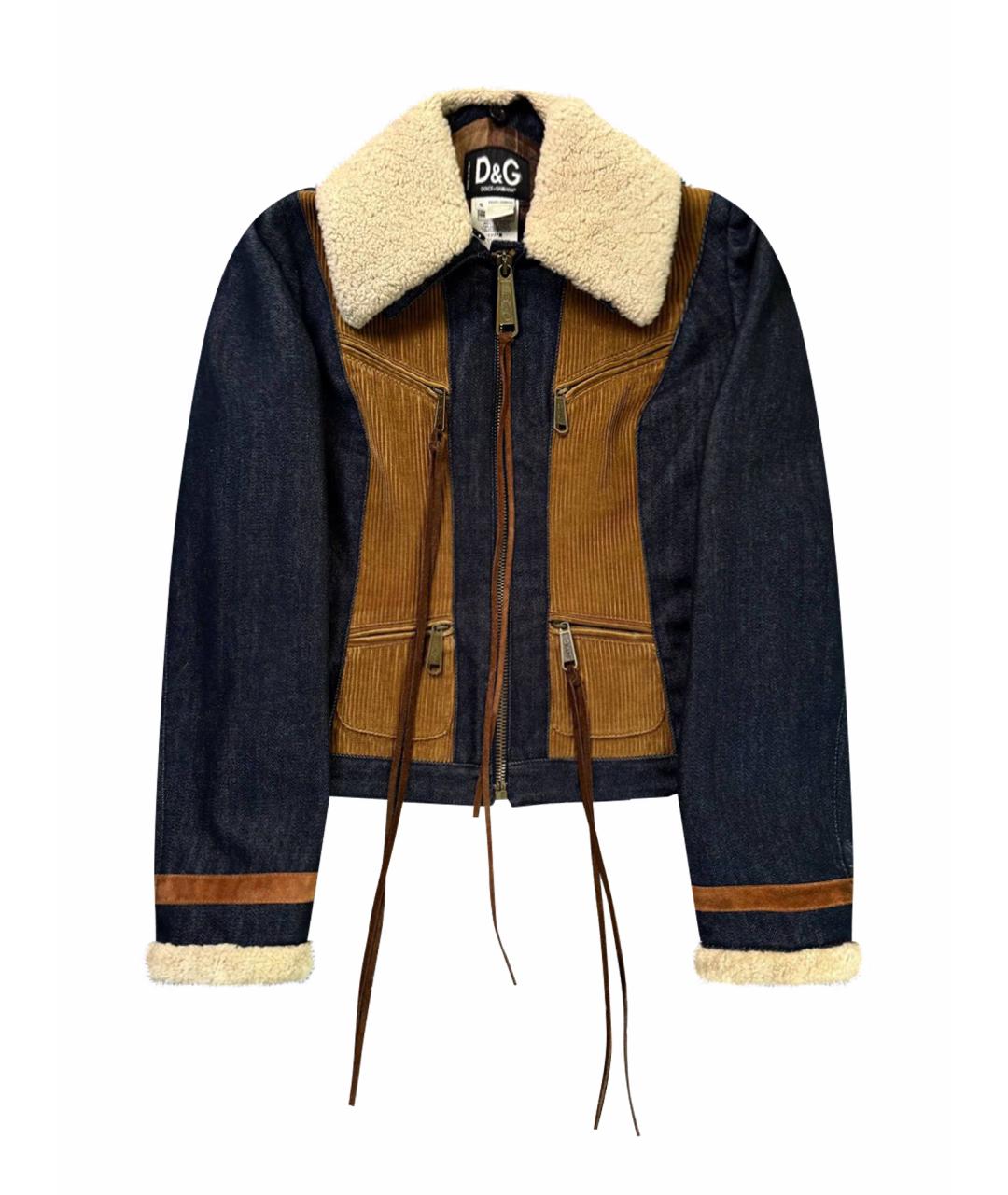 DOLCE&GABBANA Темно-синяя хлопковая дубленка/шуба, фото 1