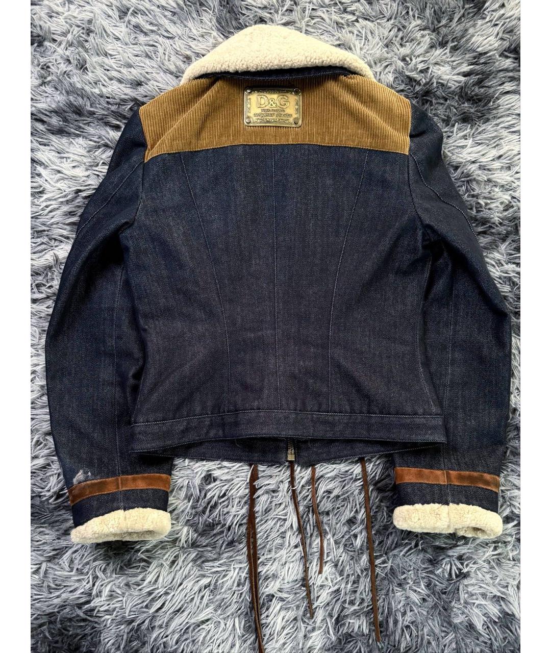 DOLCE&GABBANA Темно-синяя хлопковая дубленка/шуба, фото 2