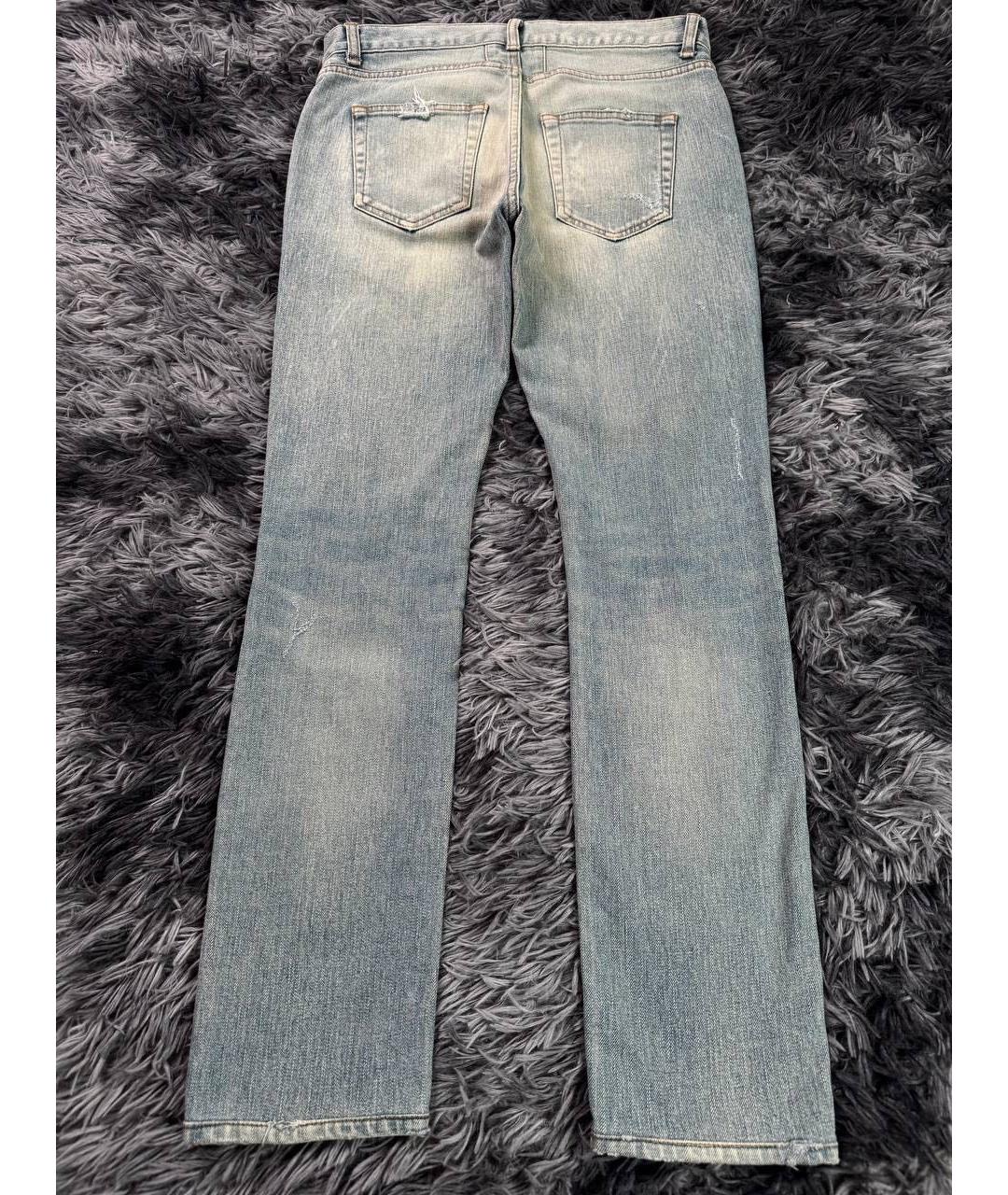 SAINT LAURENT Голубые хлопковые джинсы скинни, фото 2