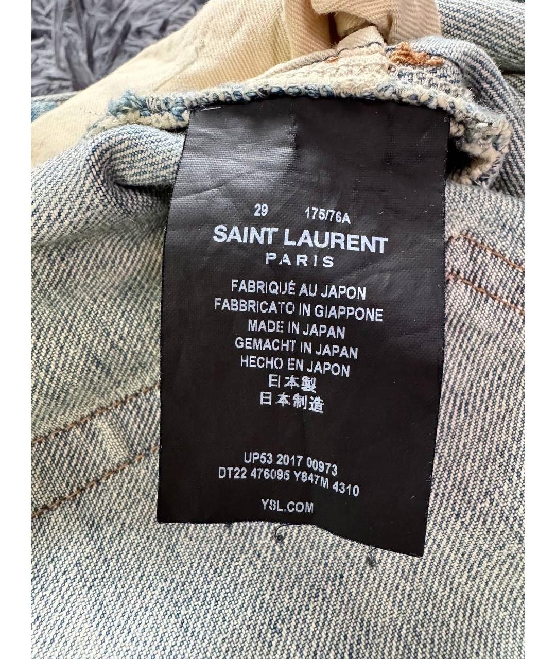 SAINT LAURENT Голубые хлопковые джинсы скинни, фото 5