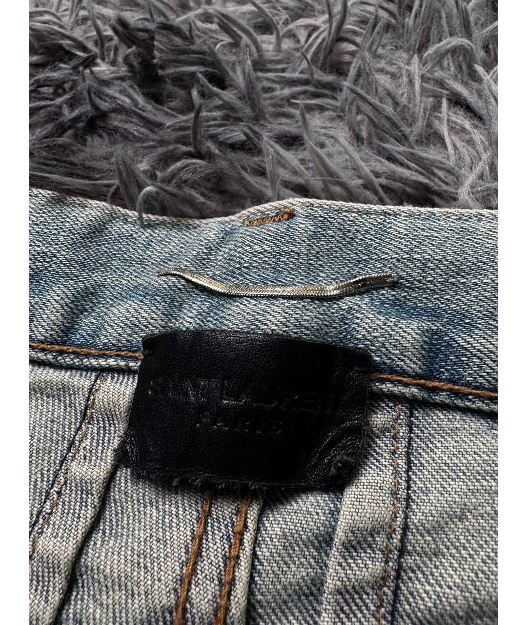 SAINT LAURENT Голубые хлопковые джинсы скинни, фото 6