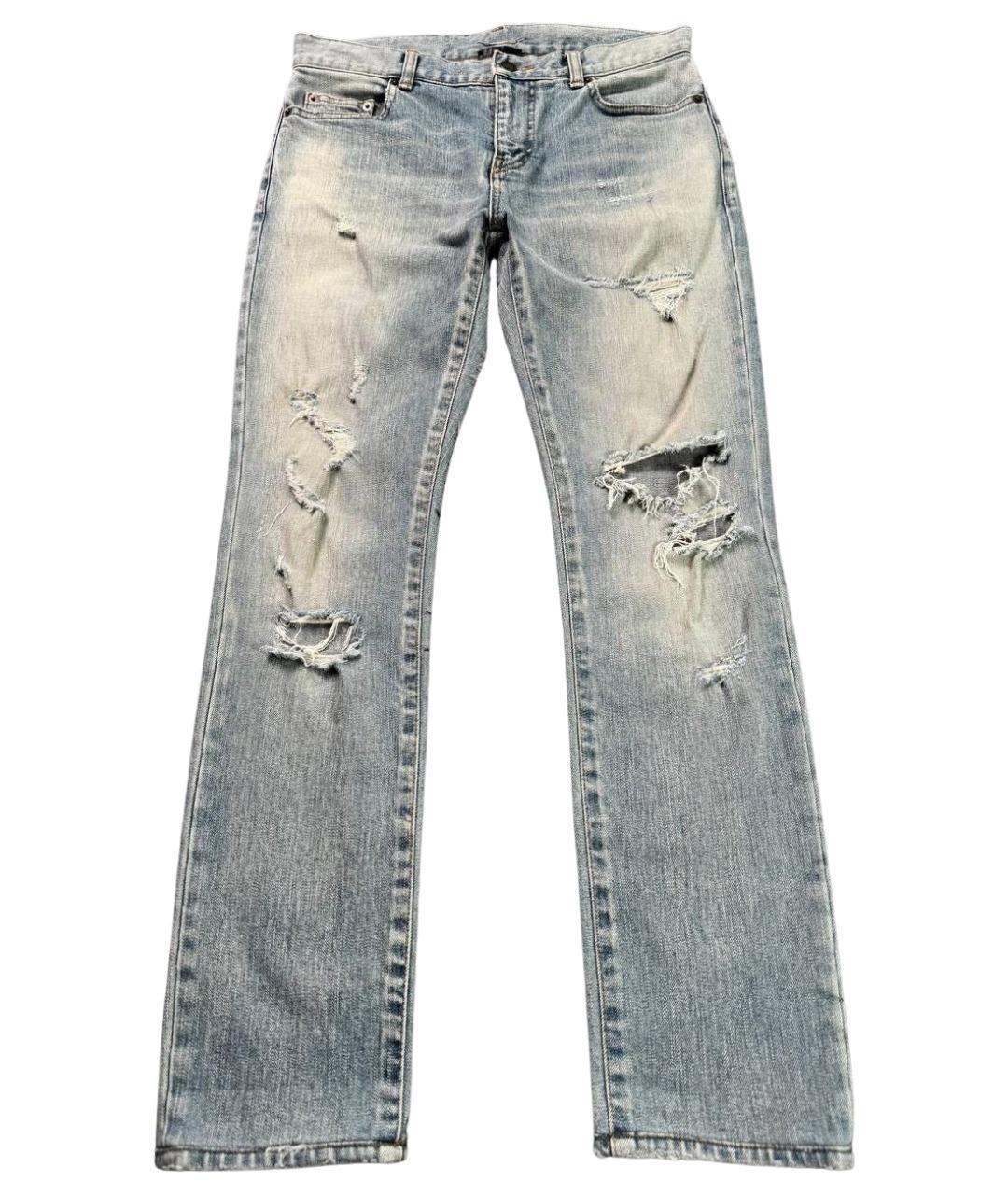 SAINT LAURENT Голубые хлопковые джинсы скинни, фото 1