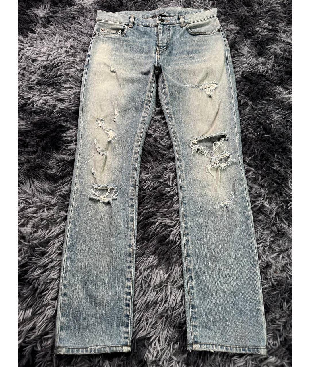 SAINT LAURENT Голубые хлопковые джинсы скинни, фото 9