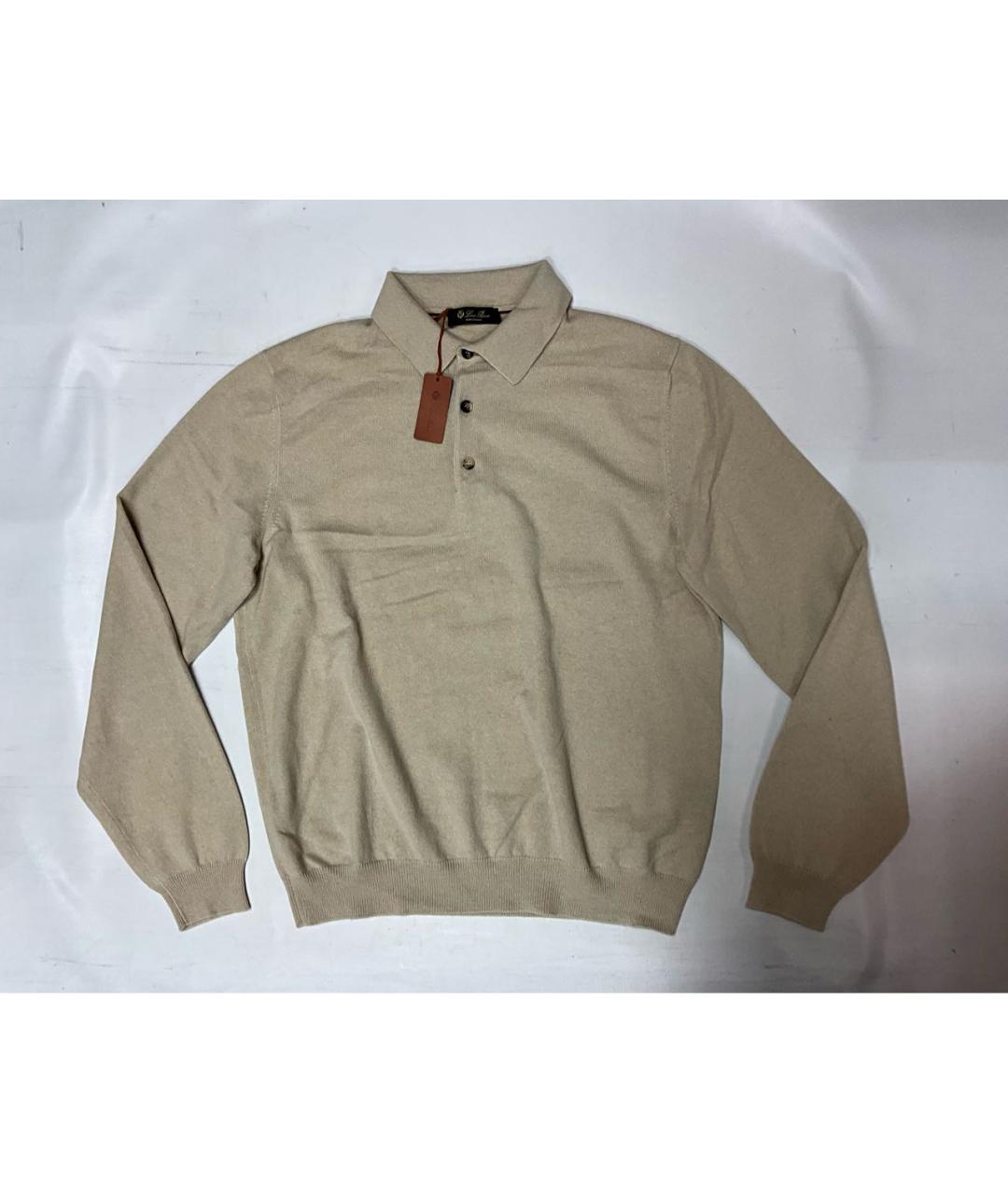 LORO PIANA Бежевое поло с длинным рукавом, фото 9