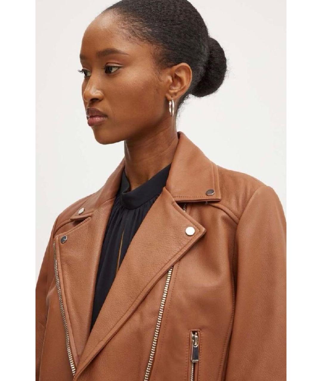 PINKO Коричневая кожаная куртка, фото 7