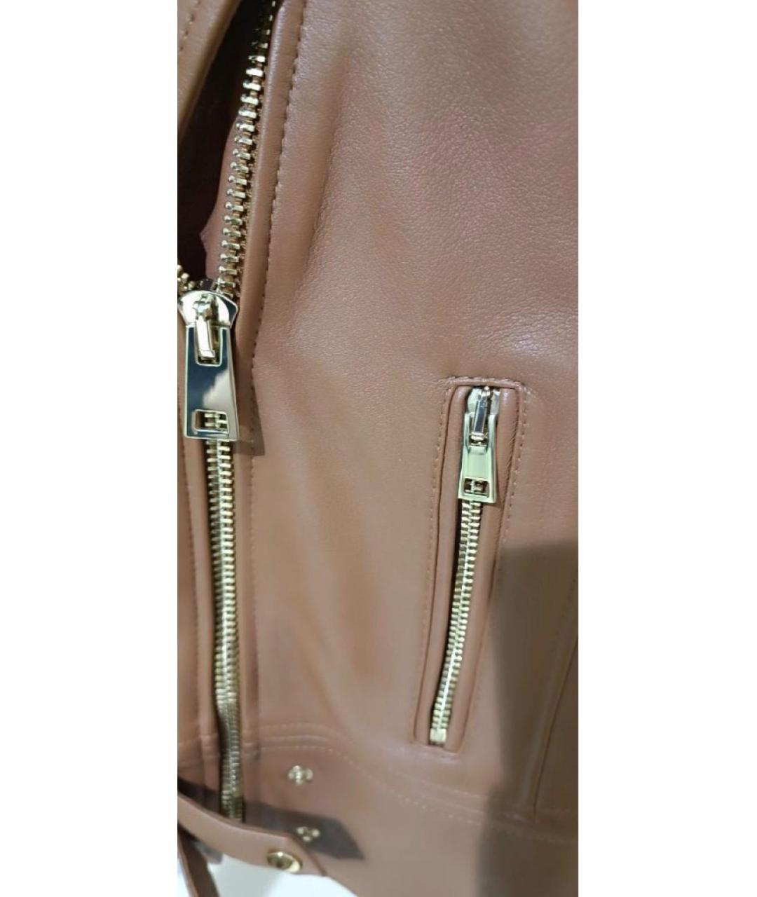 PINKO Коричневая кожаная куртка, фото 4