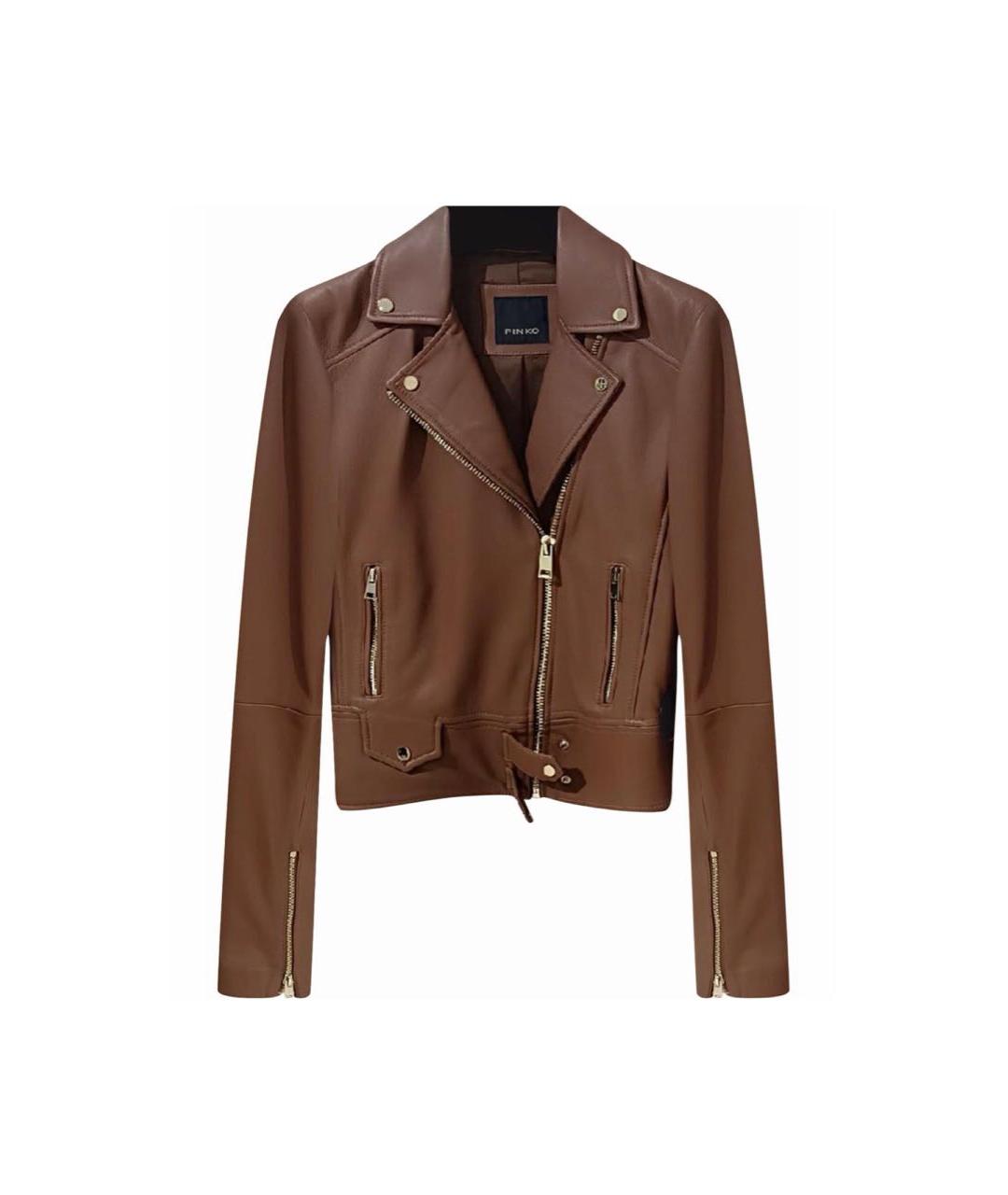 PINKO Коричневая кожаная куртка, фото 8