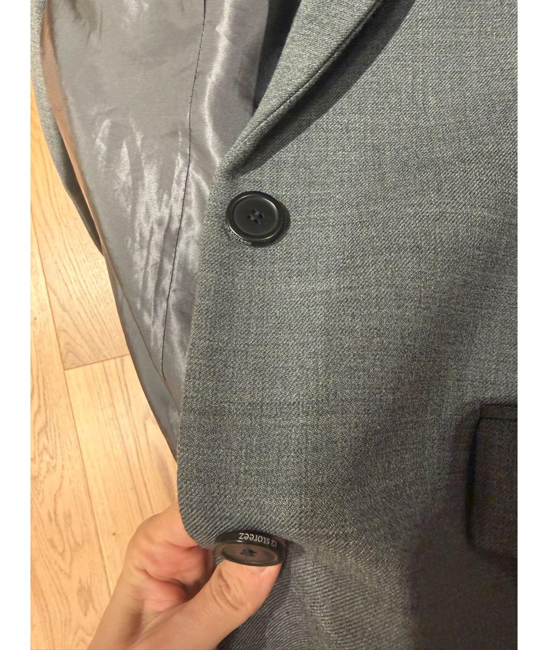 12 STOREEZ Серый полиэстеровый пиджак, фото 5