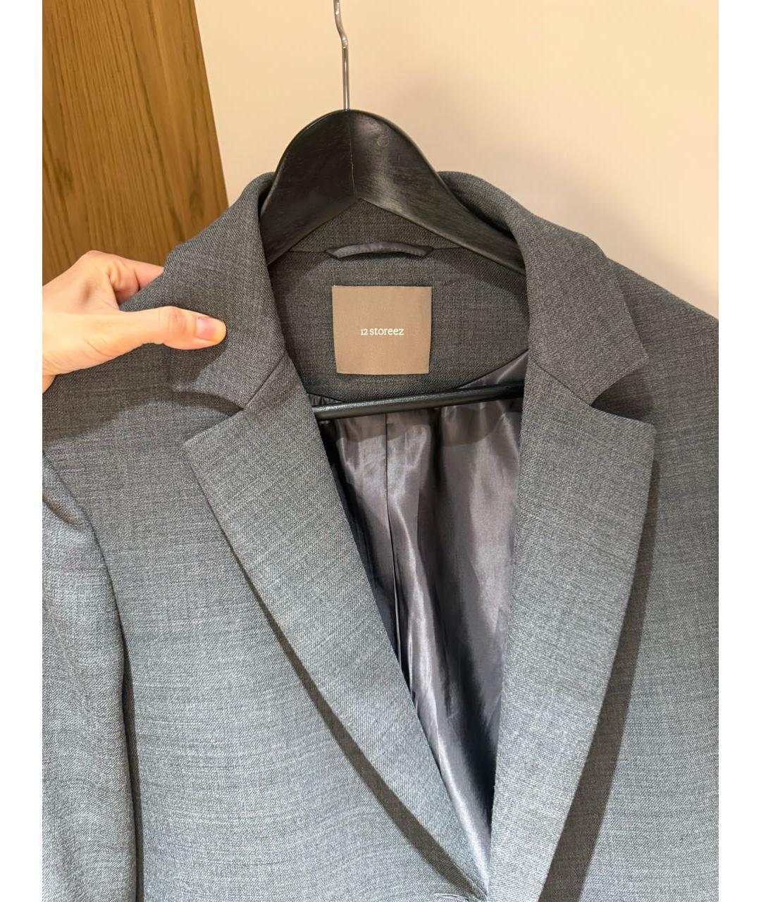 12 STOREEZ Серый полиэстеровый пиджак, фото 4