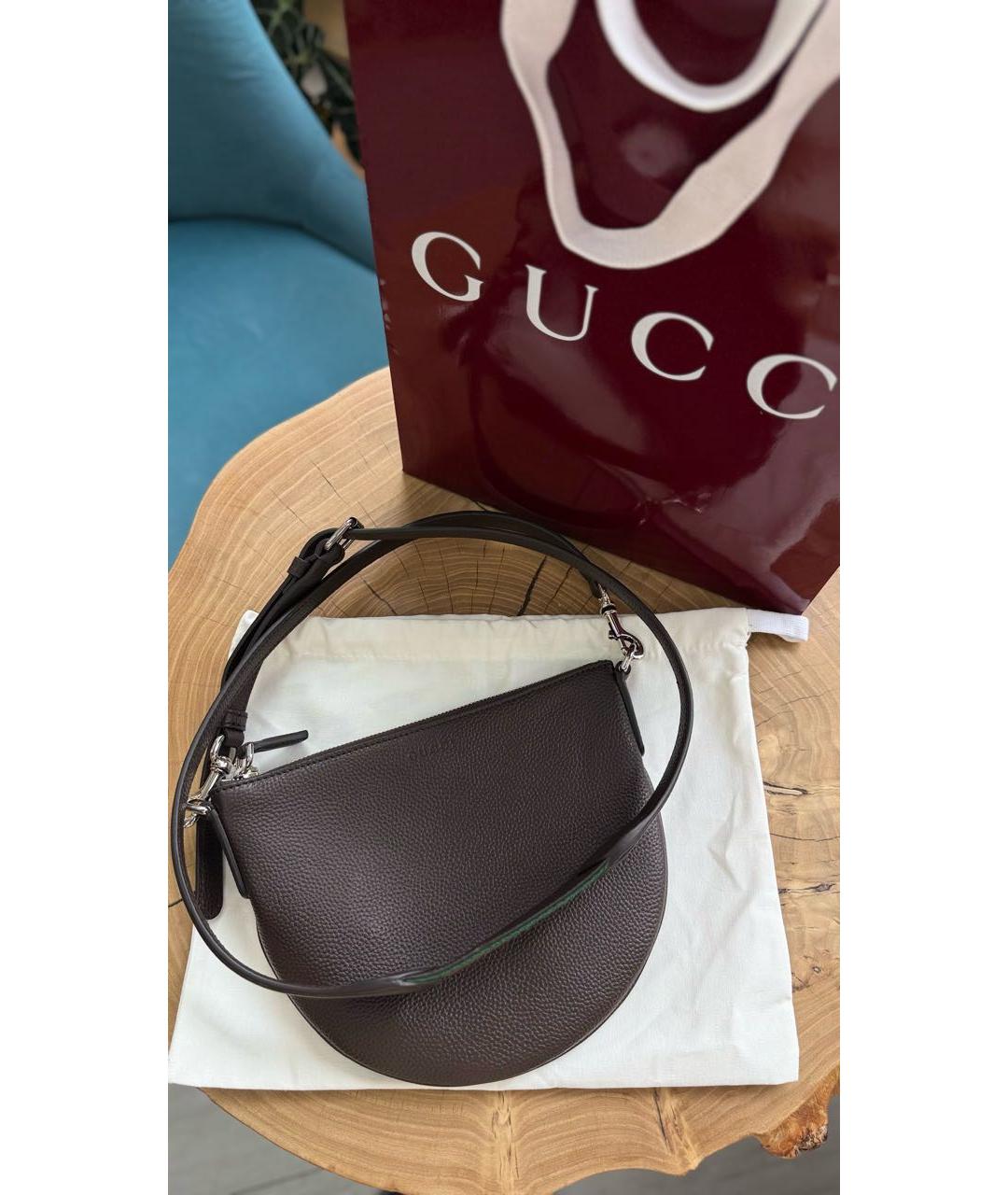 GUCCI Коричневая кожаная барсетка, фото 8