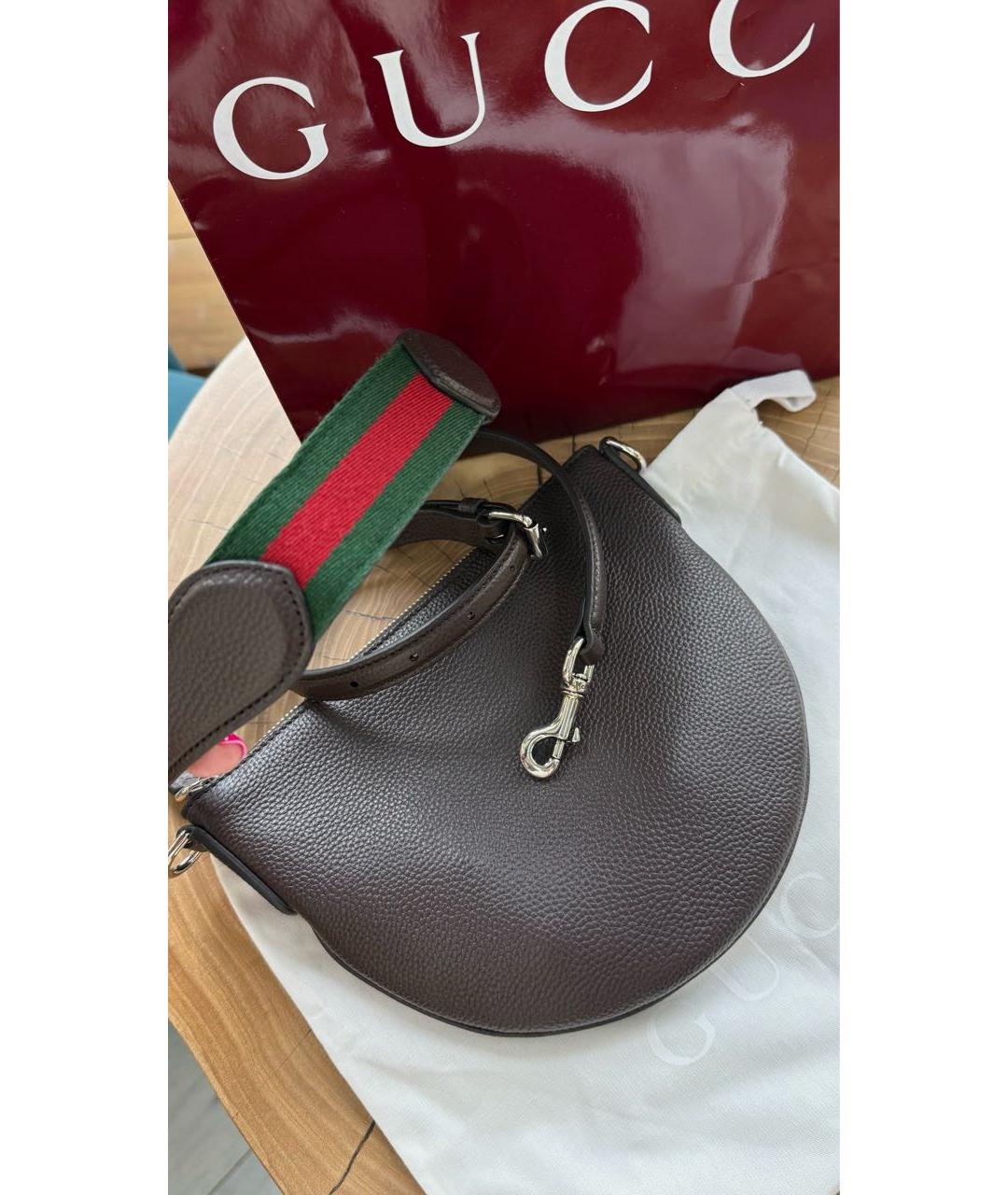 GUCCI Коричневая кожаная барсетка, фото 3