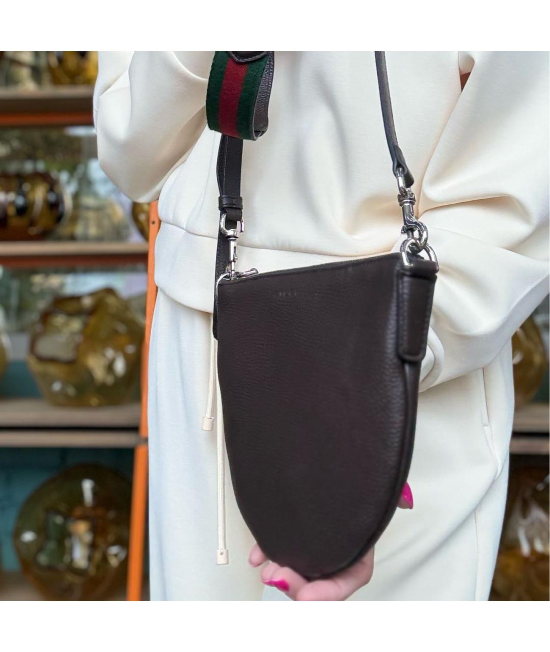 GUCCI Коричневая кожаная барсетка, фото 2