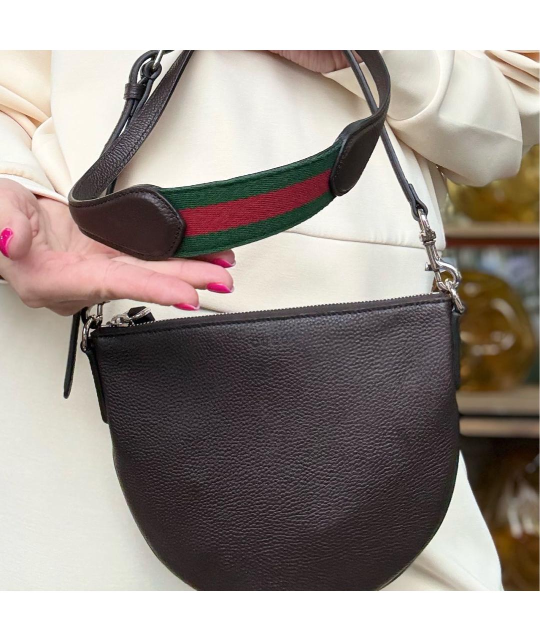 GUCCI Коричневая кожаная барсетка, фото 5