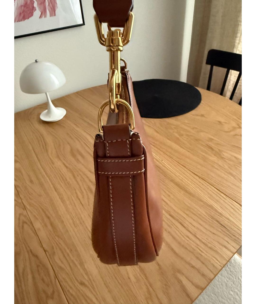 CELINE Коричневая кожаная сумка с короткими ручками, фото 2