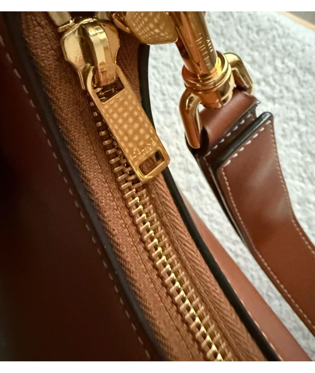 CELINE Коричневая кожаная сумка с короткими ручками, фото 4