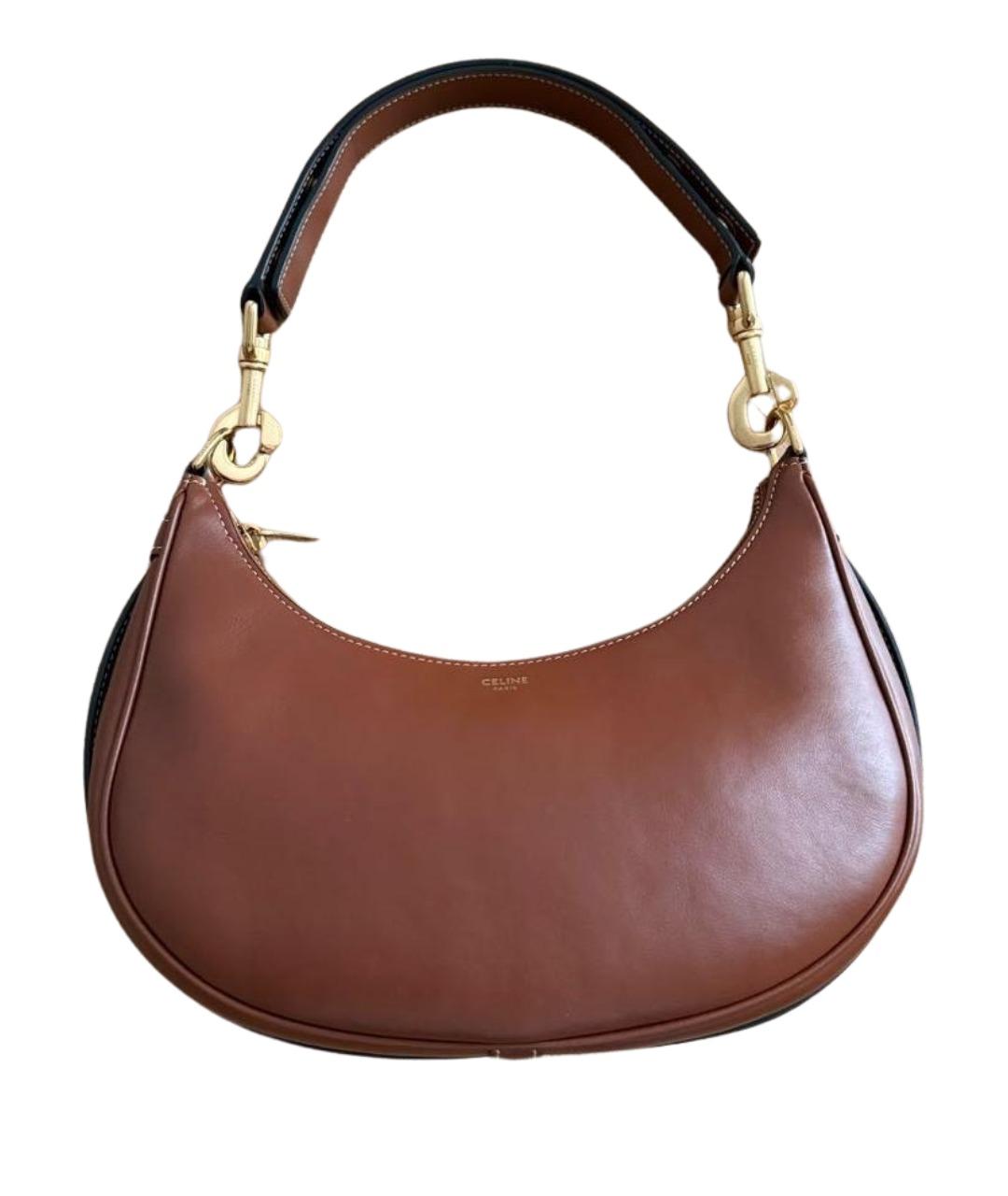 CELINE Коричневая кожаная сумка с короткими ручками, фото 1