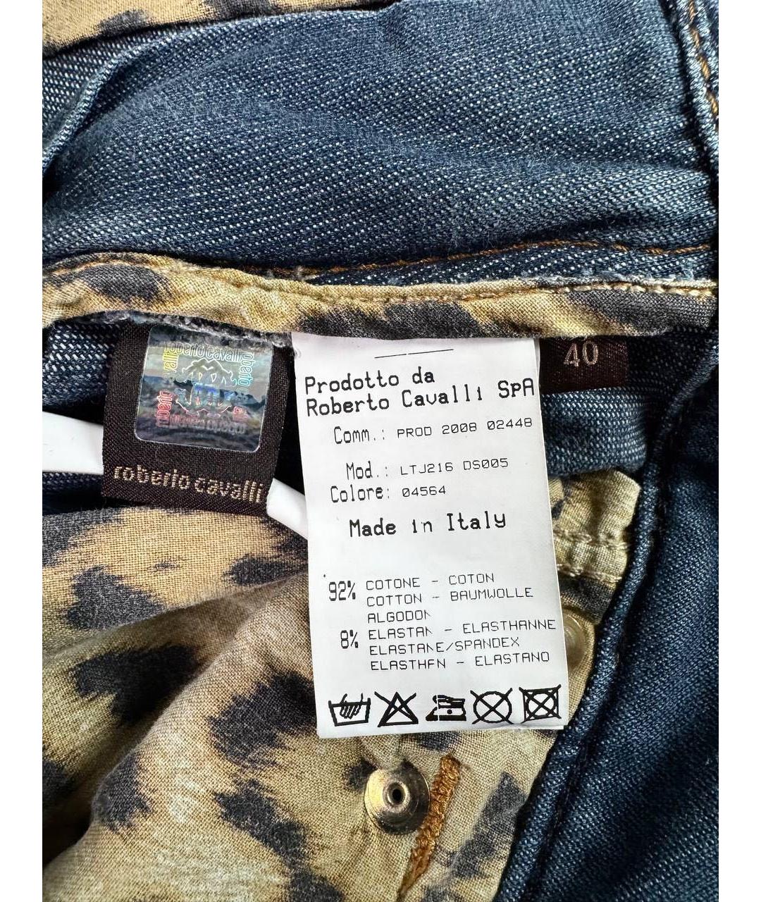 ROBERTO CAVALLI Синие хлопковые прямые джинсы, фото 7