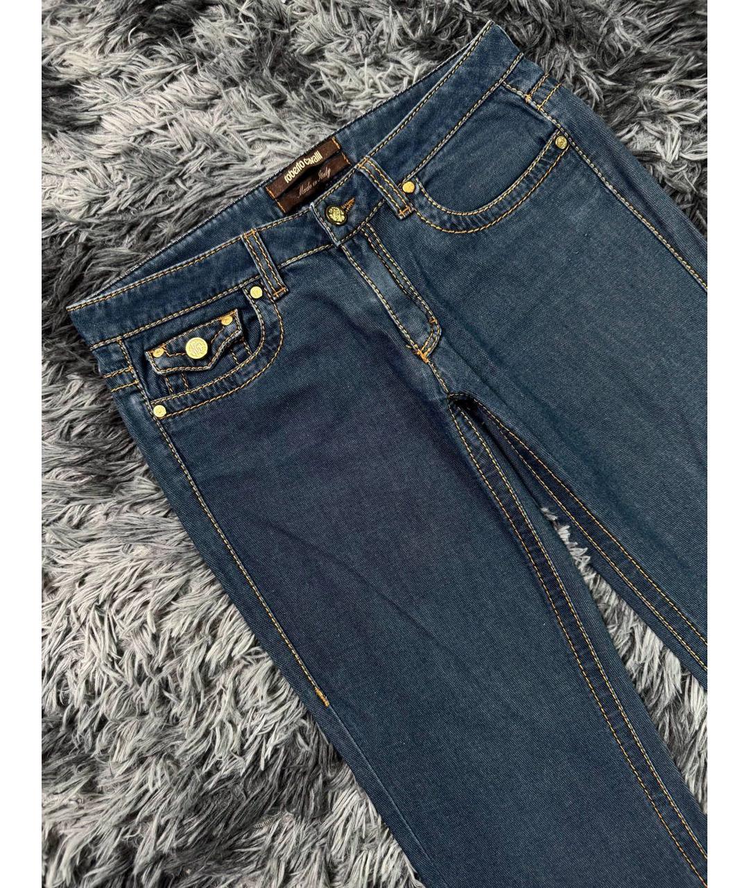 ROBERTO CAVALLI Синие хлопковые прямые джинсы, фото 4