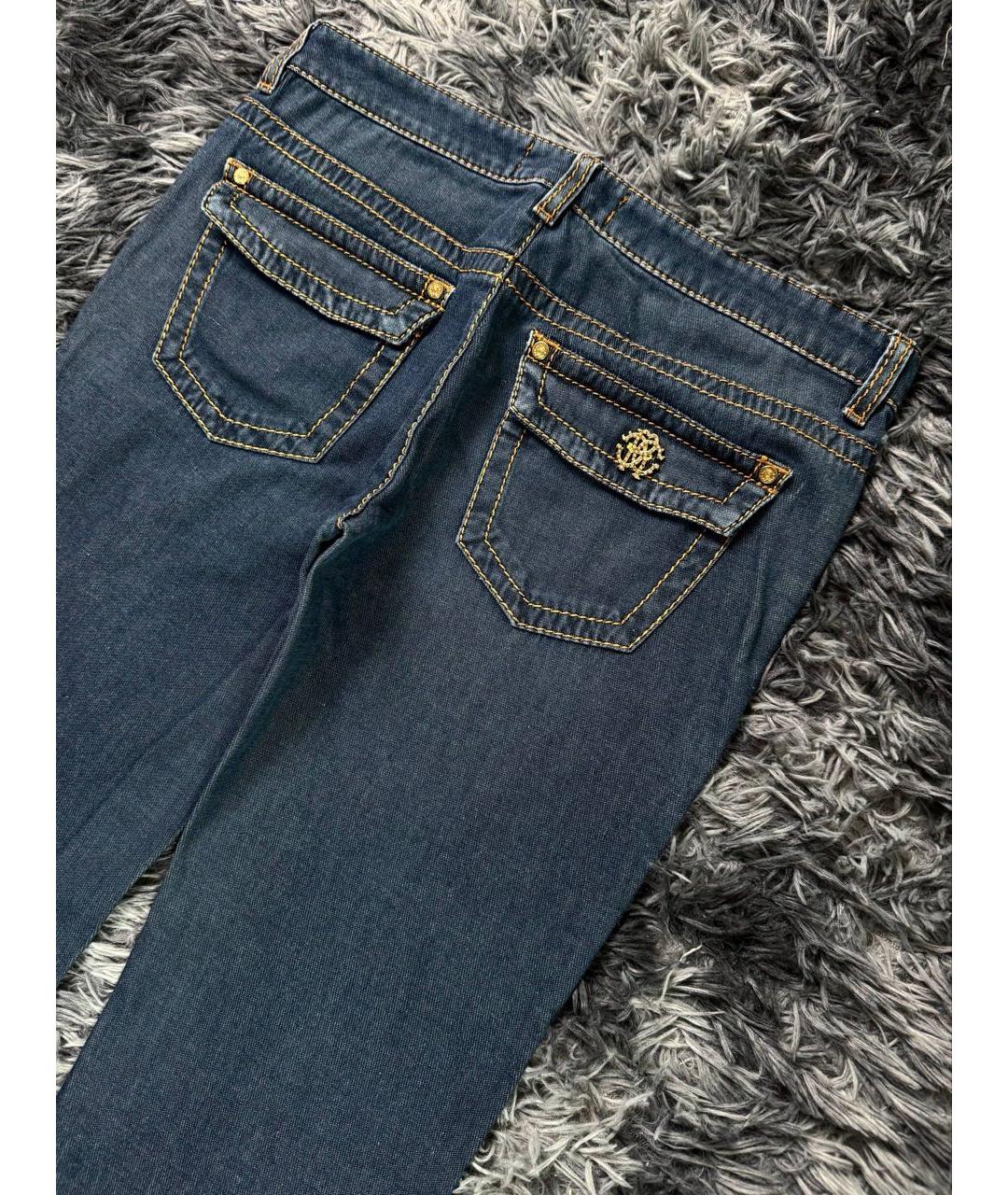 ROBERTO CAVALLI Синие хлопковые прямые джинсы, фото 3