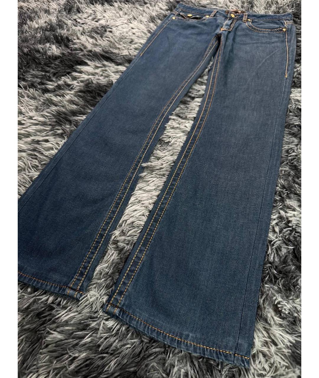 ROBERTO CAVALLI Синие хлопковые прямые джинсы, фото 5