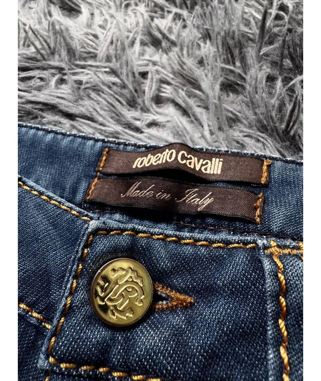 ROBERTO CAVALLI Синие хлопковые прямые джинсы, фото 6