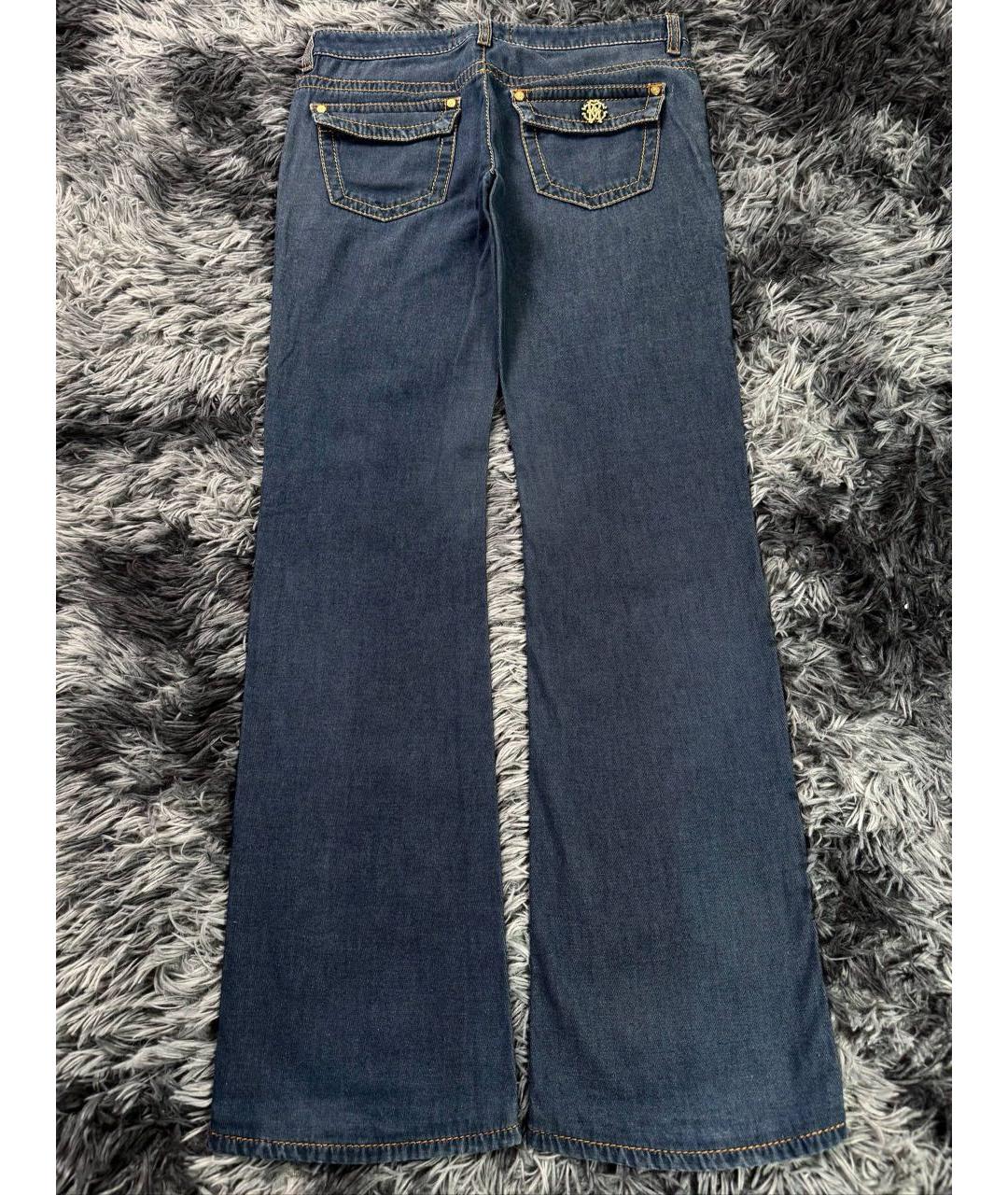 ROBERTO CAVALLI Синие хлопковые прямые джинсы, фото 2