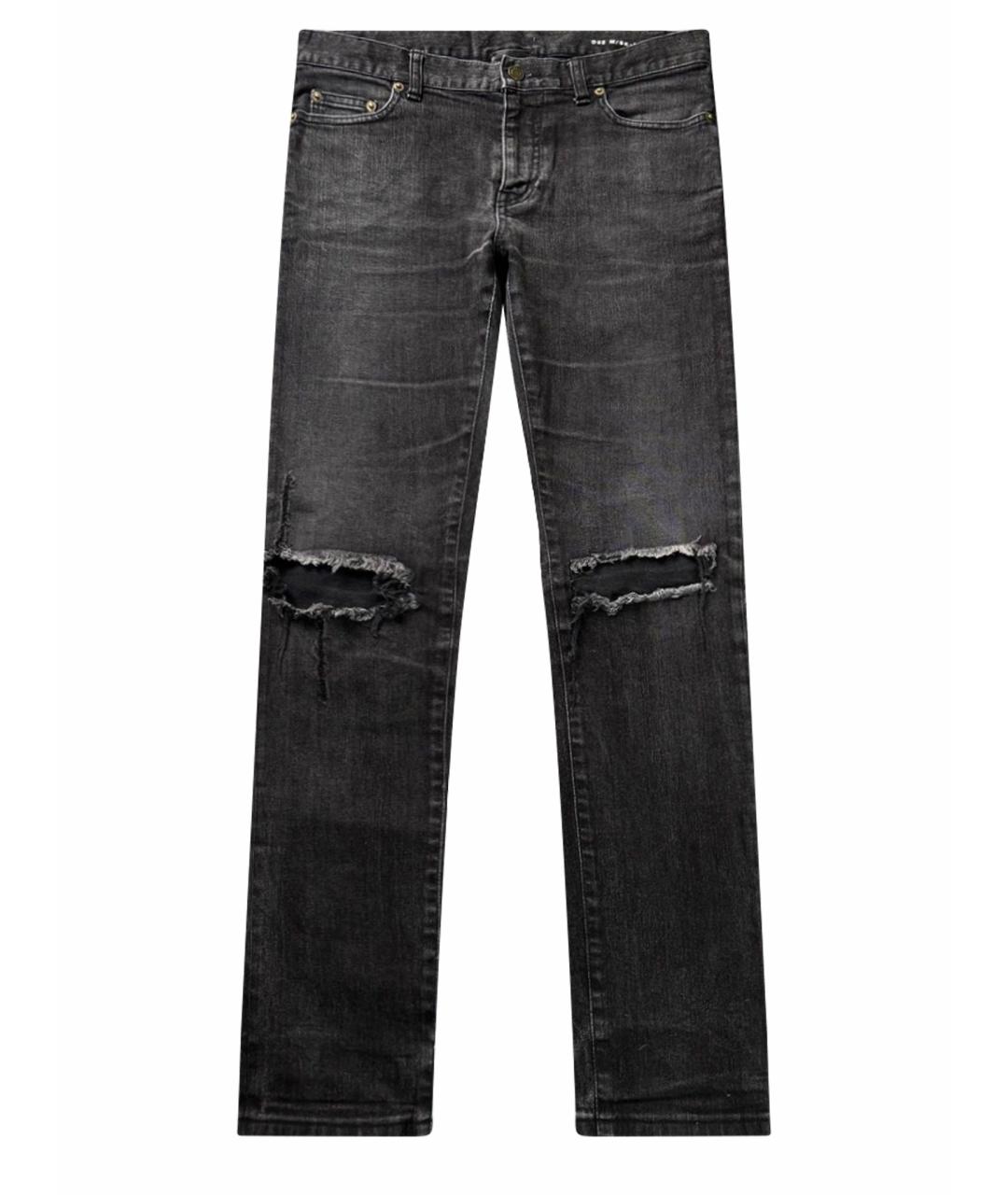 SAINT LAURENT Черные хлопковые джинсы скинни, фото 1
