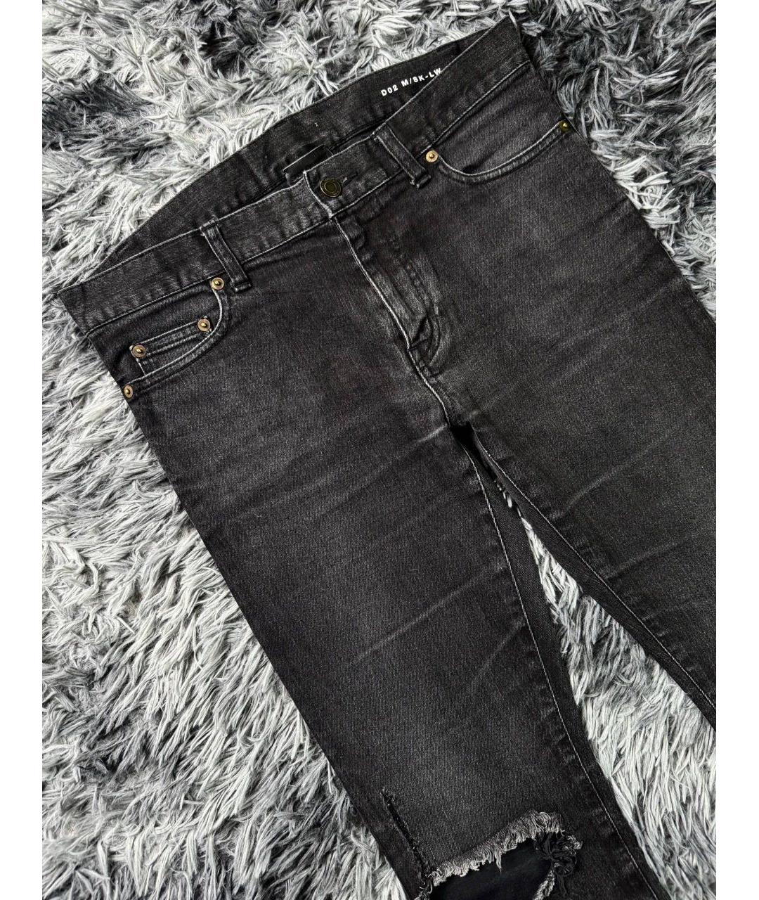 SAINT LAURENT Черные хлопковые джинсы скинни, фото 4
