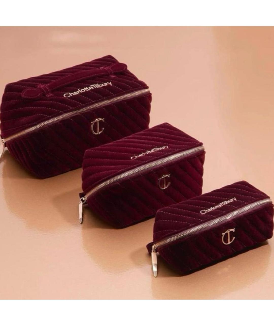 CHARLOTTE TILBURY Бордовая бархатная косметичка, фото 3
