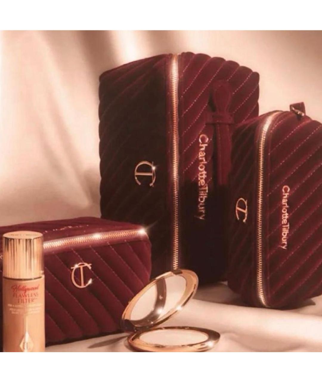 CHARLOTTE TILBURY Бордовая бархатная косметичка, фото 4