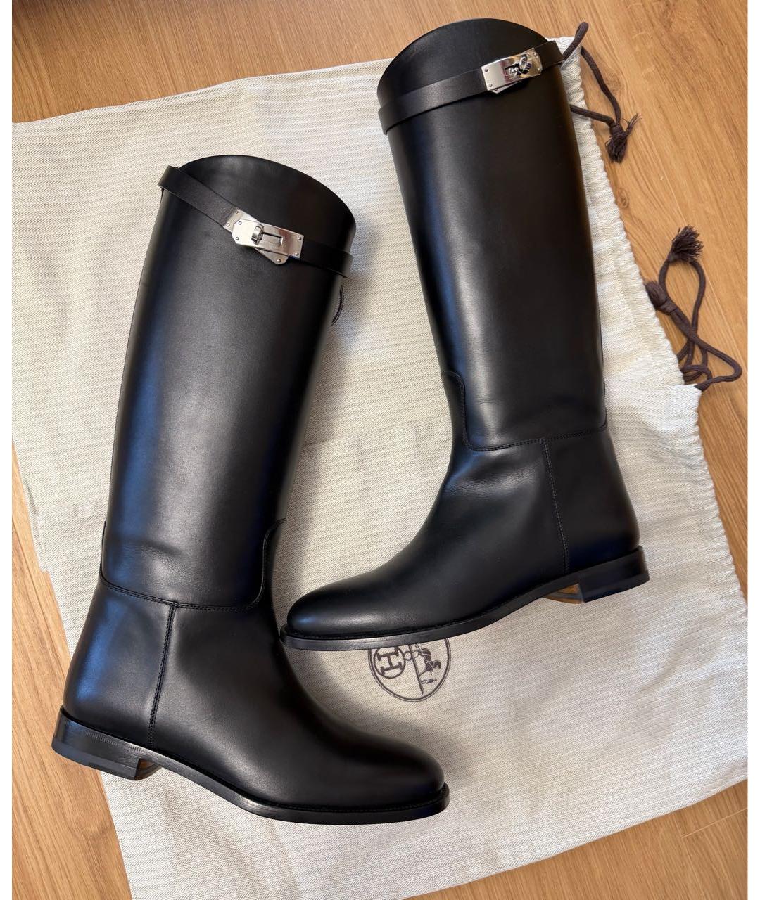 HERMES Черные кожаные сапоги, фото 2