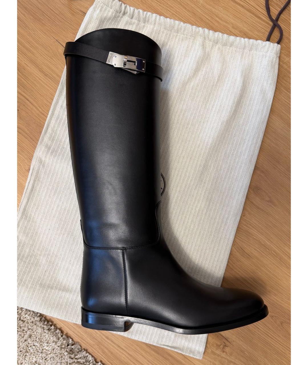 HERMES Черные кожаные сапоги, фото 6