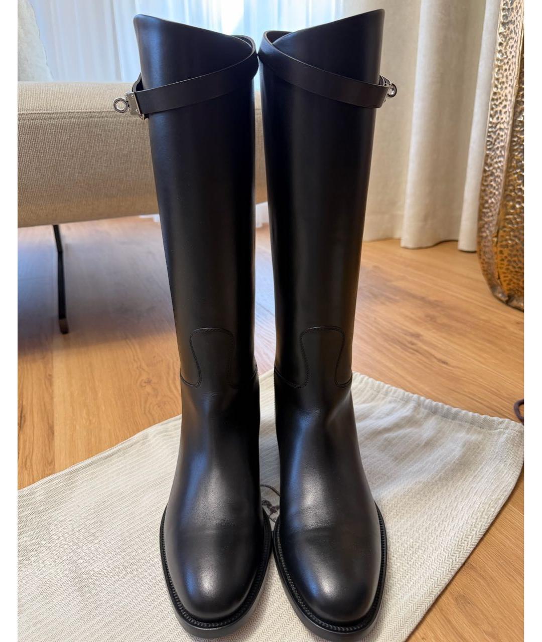 HERMES Черные кожаные сапоги, фото 3