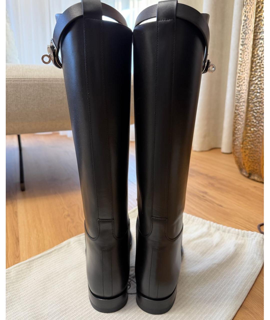 HERMES Черные кожаные сапоги, фото 4