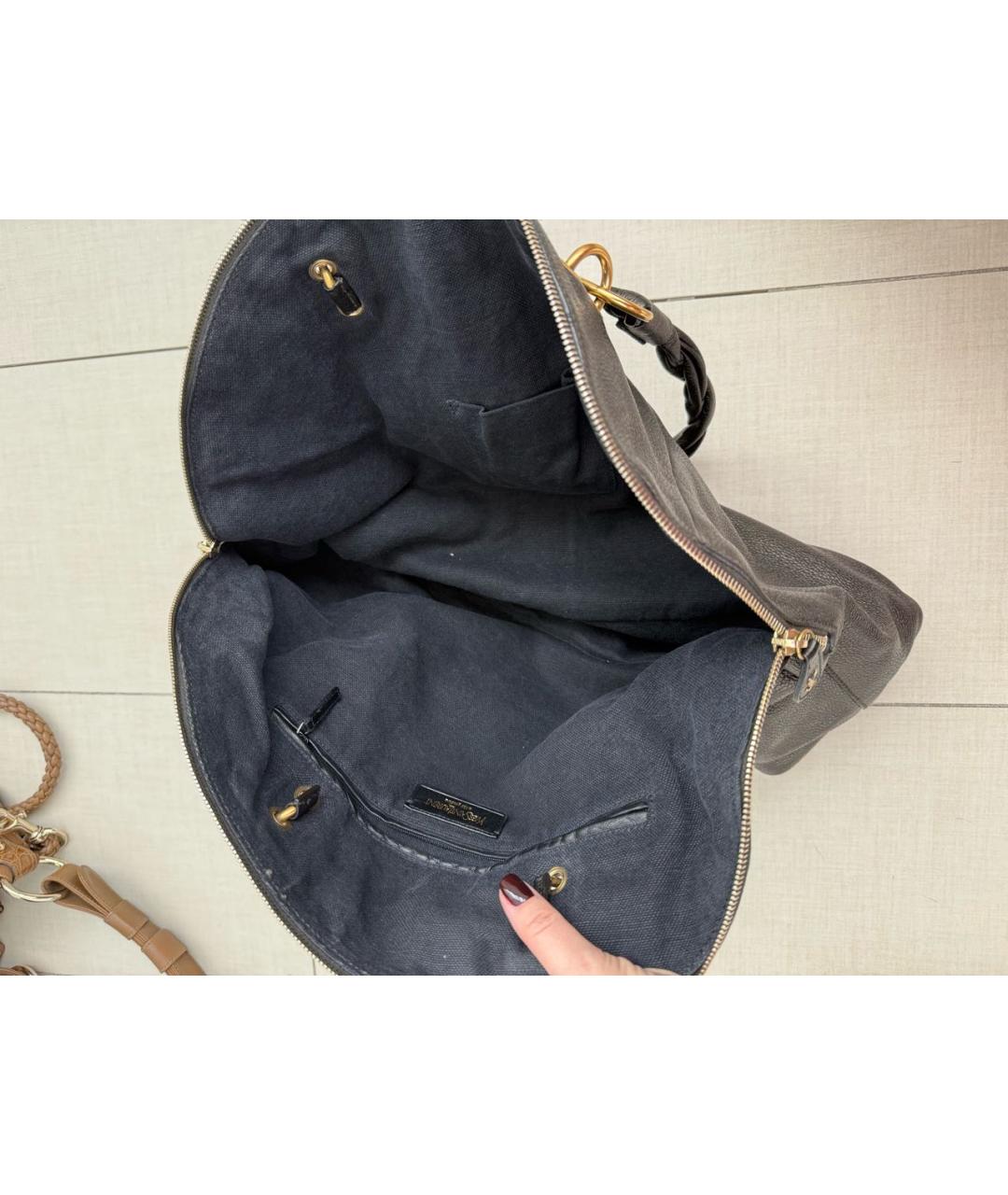 SAINT LAURENT Коричневая кожаная дорожная/спортивная сумка, фото 4