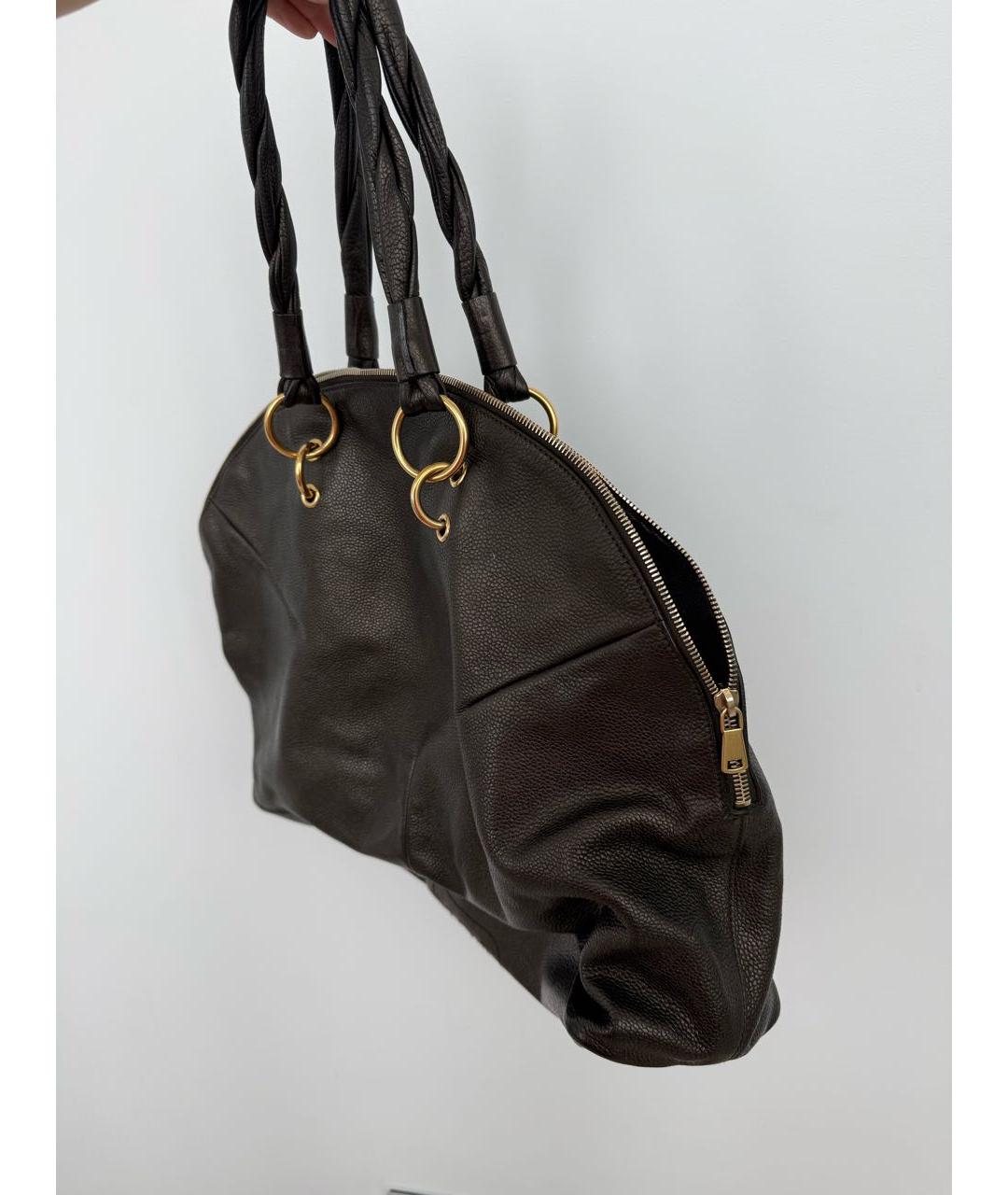 SAINT LAURENT Коричневая кожаная дорожная/спортивная сумка, фото 2