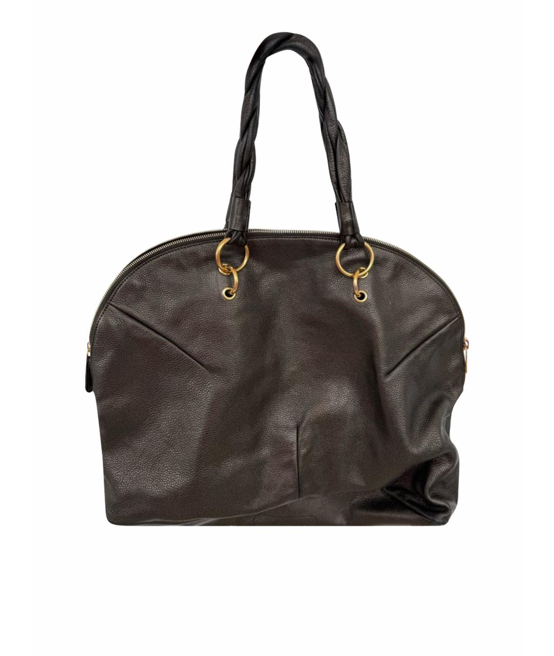 SAINT LAURENT Коричневая кожаная дорожная/спортивная сумка, фото 1