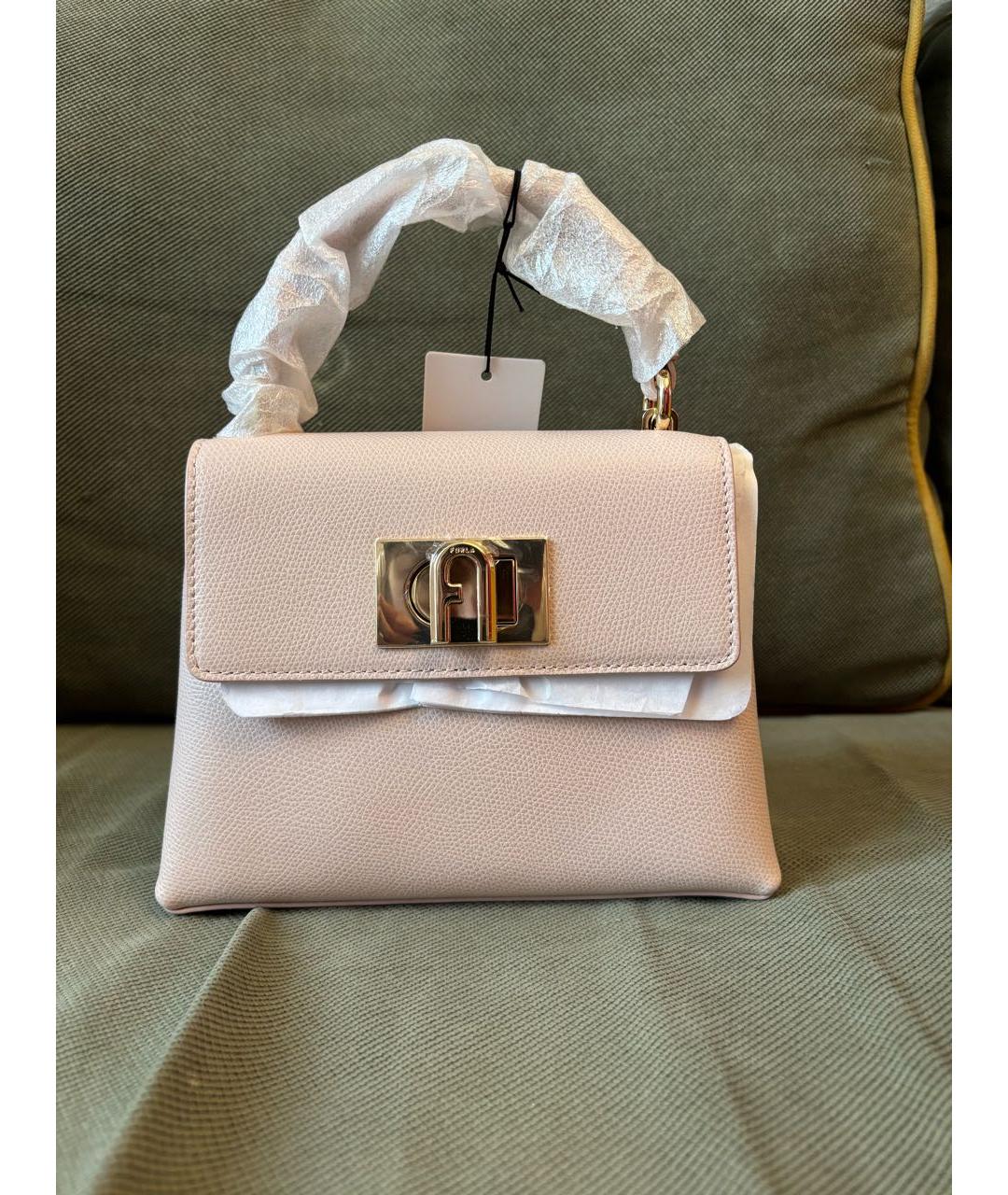 FURLA Розовая кожаная сумка с короткими ручками, фото 5