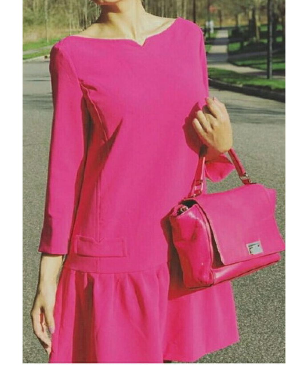 VICTORIA BECKHAM Фуксия полиэстеровое повседневное платье, фото 5