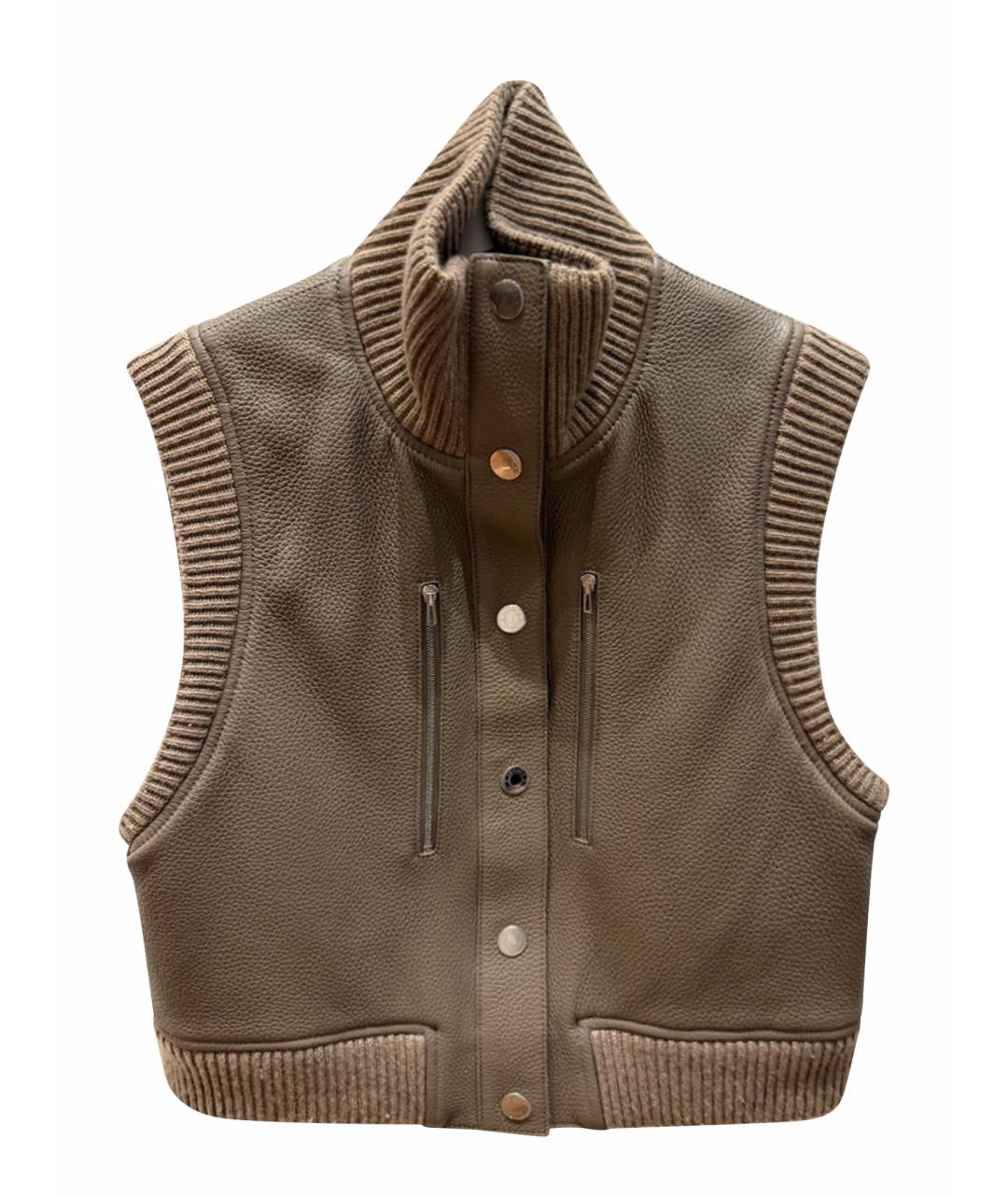 HERMES Бежевый кожаный костюм с юбками, фото 1