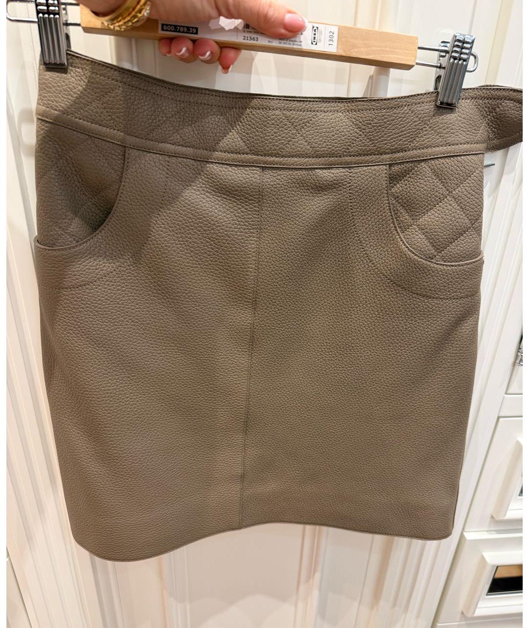 HERMES Бежевый кожаный костюм с юбками, фото 2