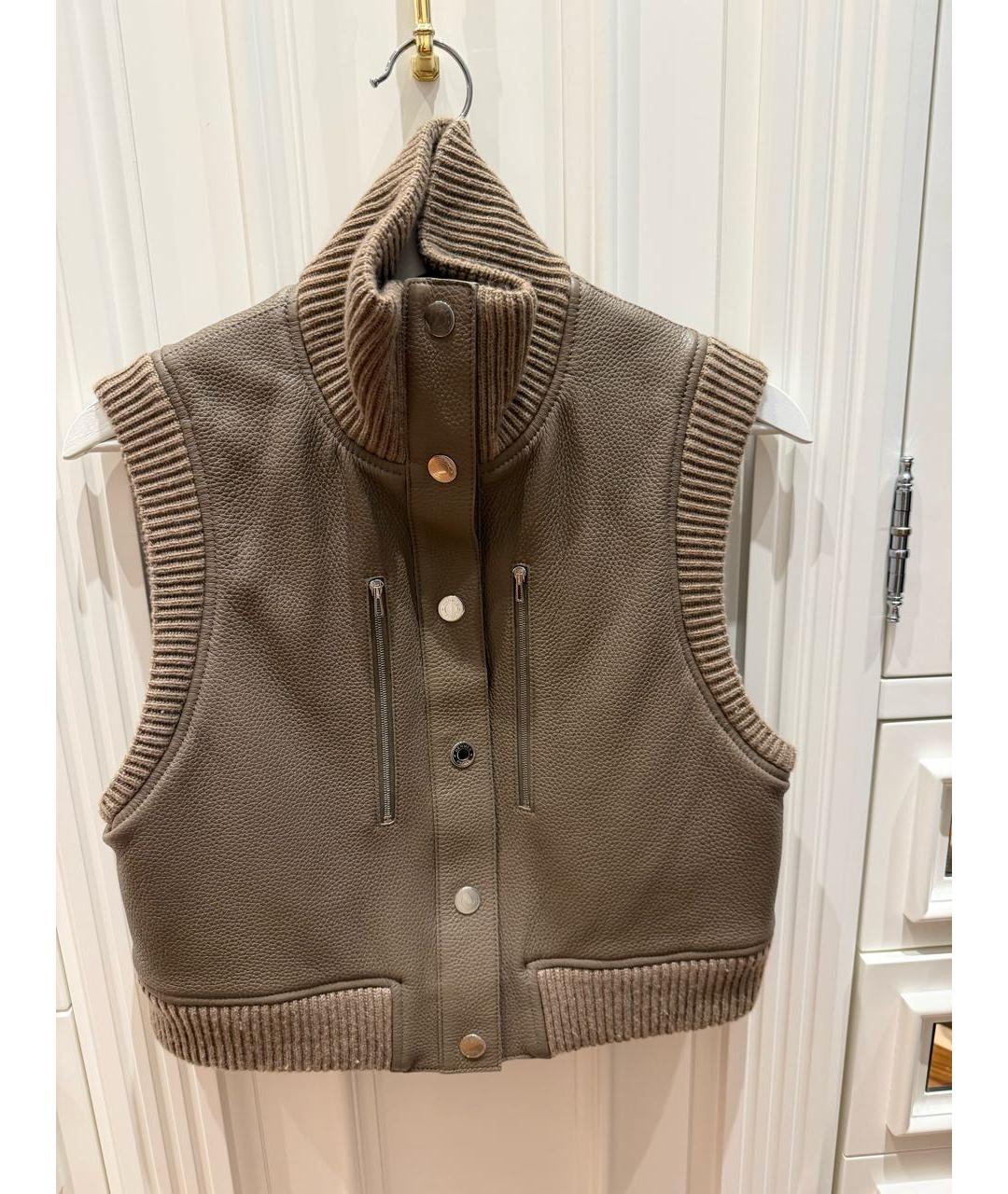 HERMES Бежевый кожаный костюм с юбками, фото 7