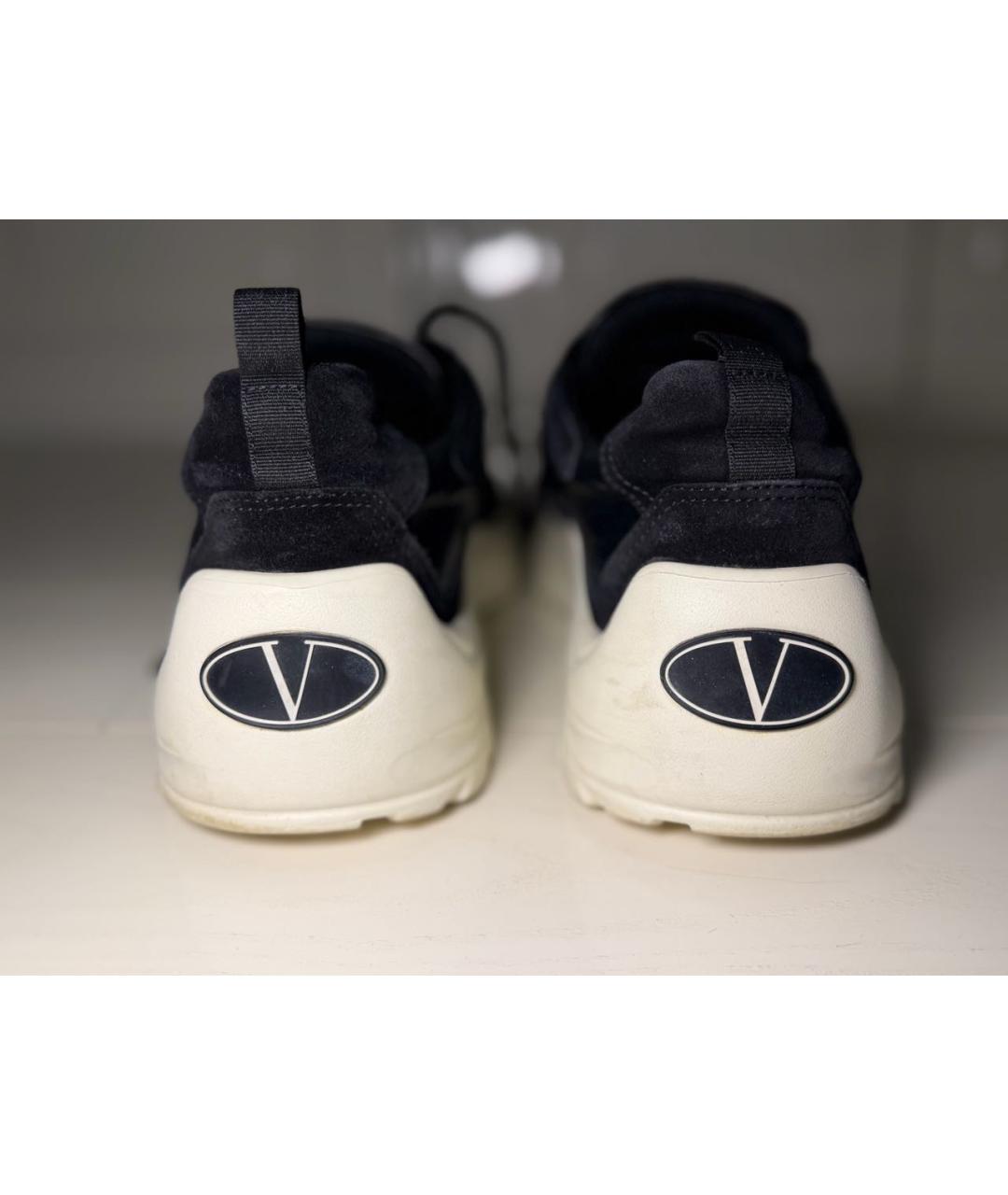 VALENTINO Черные кожаные низкие кроссовки / кеды, фото 4