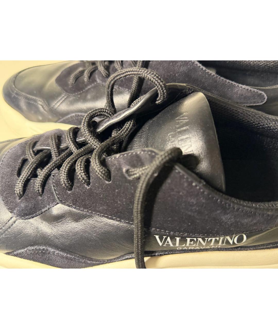 VALENTINO Черные кожаные низкие кроссовки / кеды, фото 6