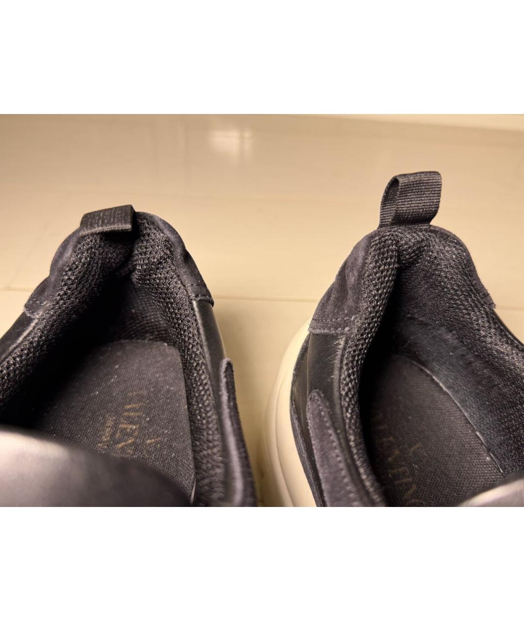 VALENTINO Черные кожаные низкие кроссовки / кеды, фото 7