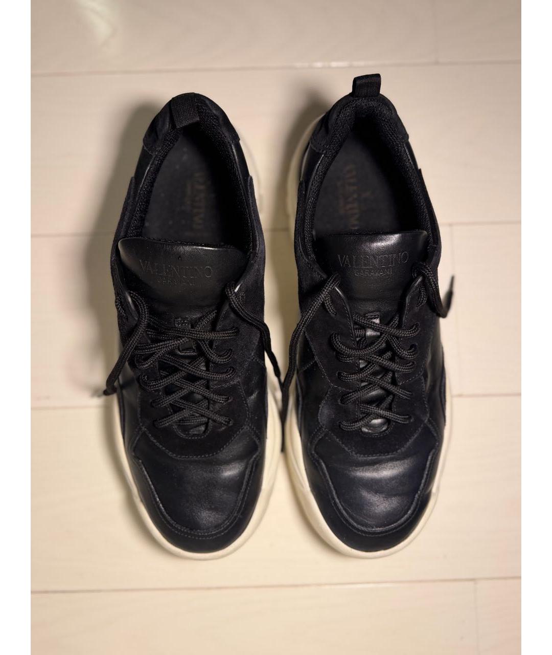 VALENTINO Черные кожаные низкие кроссовки / кеды, фото 5