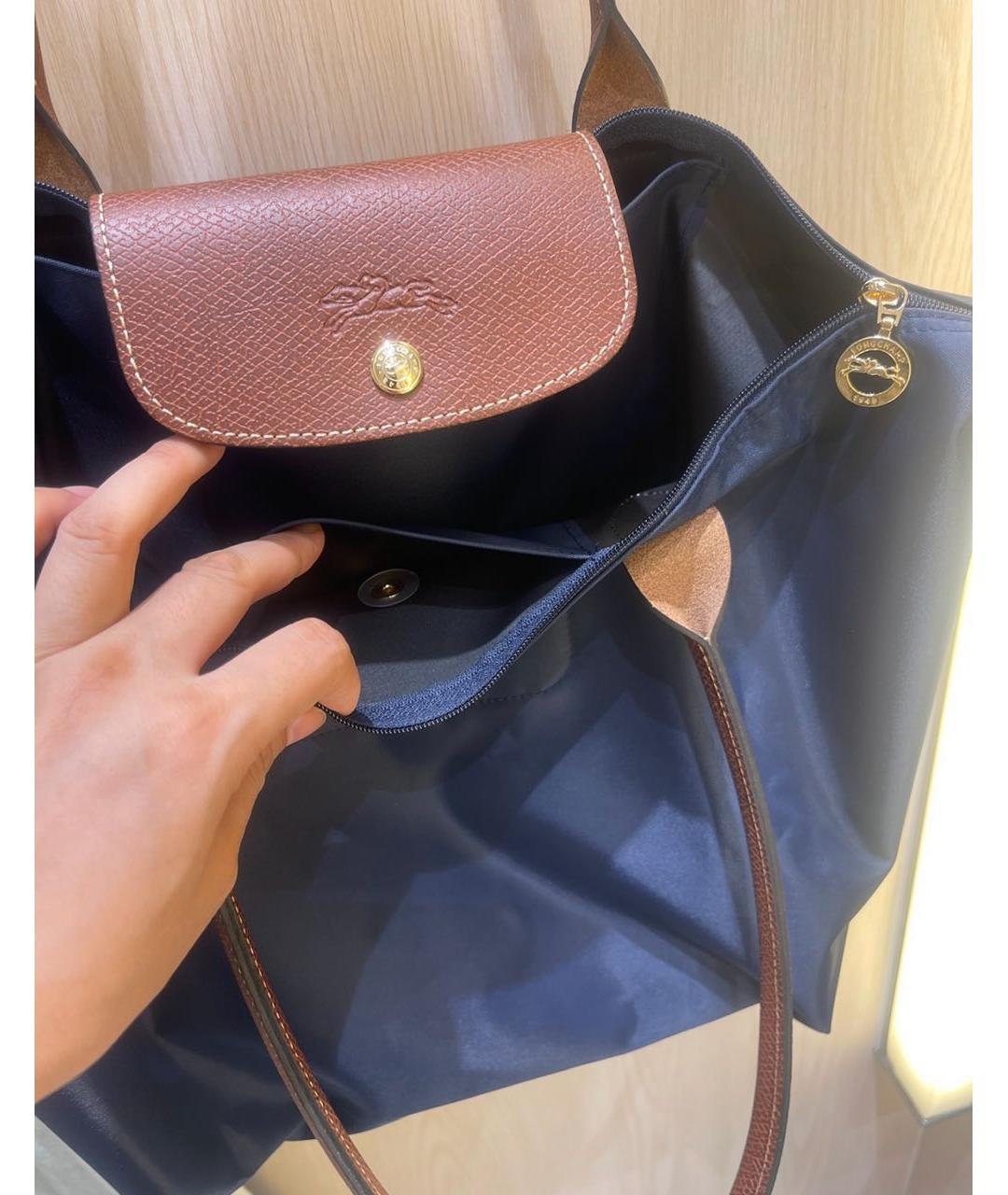 LONGCHAMP Темно-синяя тканевая сумка тоут, фото 6