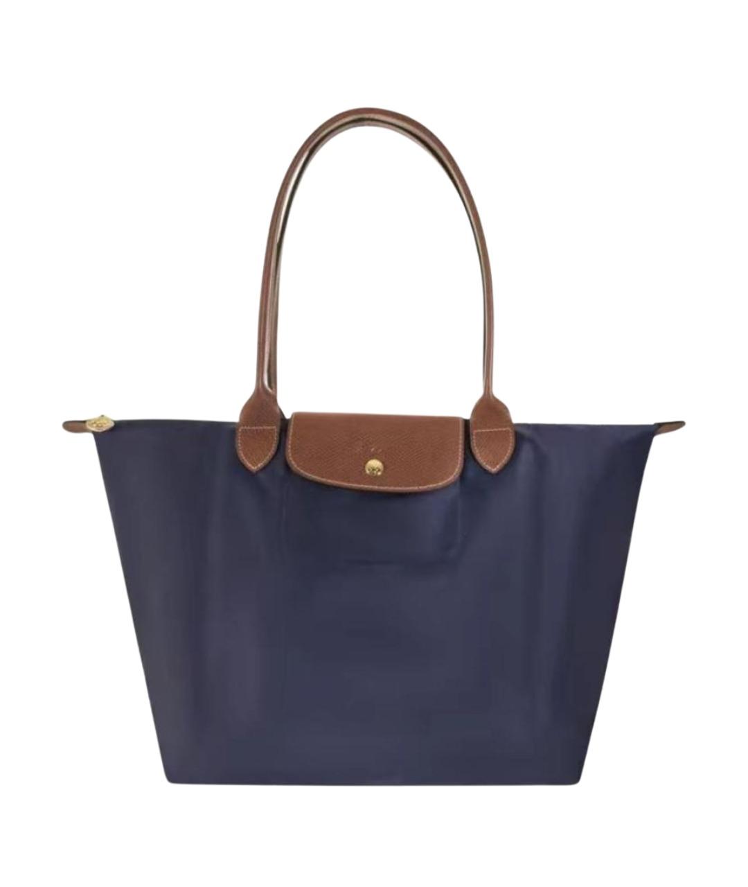 LONGCHAMP Темно-синяя тканевая сумка тоут, фото 1