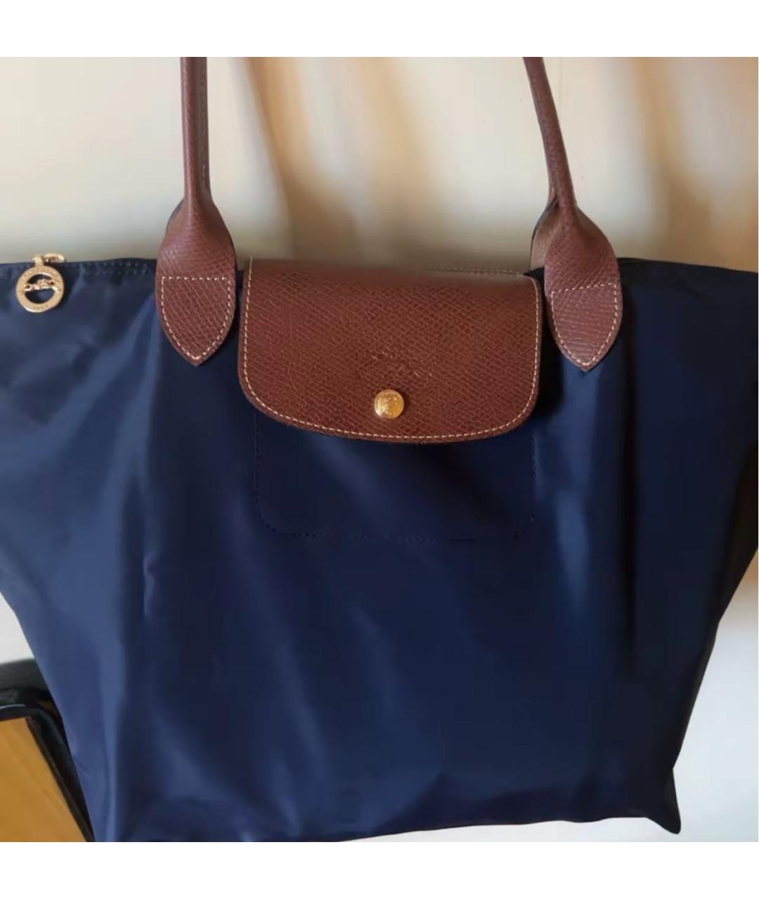 LONGCHAMP Темно-синяя тканевая сумка тоут, фото 4