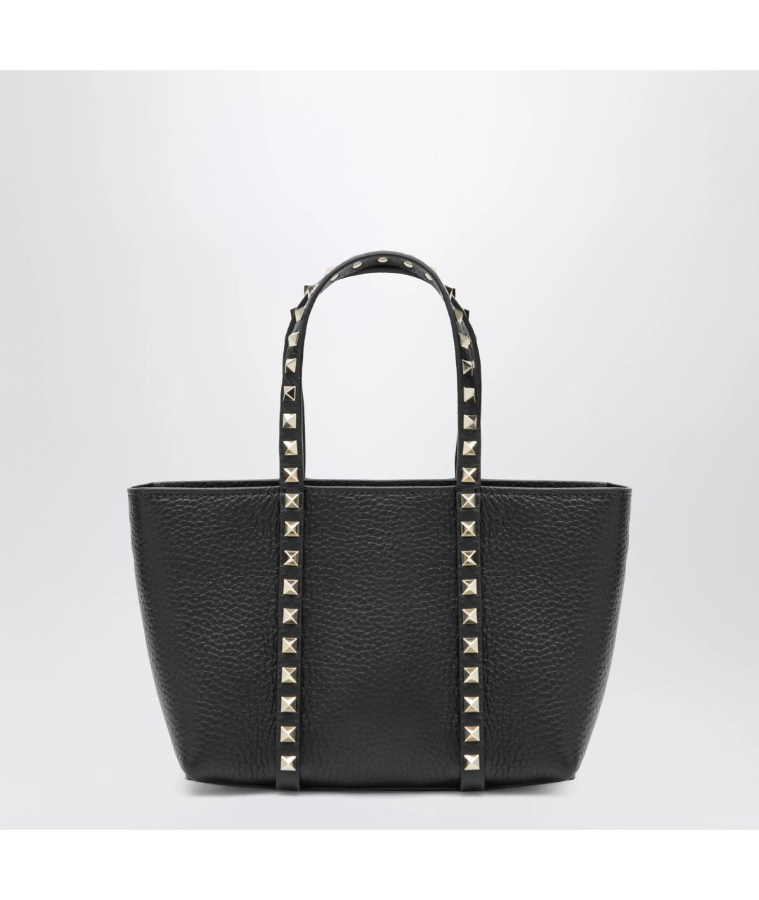 VALENTINO Черная кожаная сумка тоут, фото 3